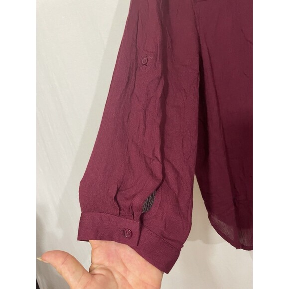 VIXBE Tie Front Blouse Burgundy Women’s M - Picture 3 of 6